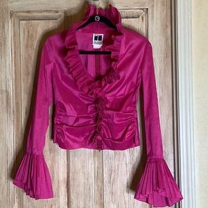 Tadashi Hot Pink Ruffle blouse